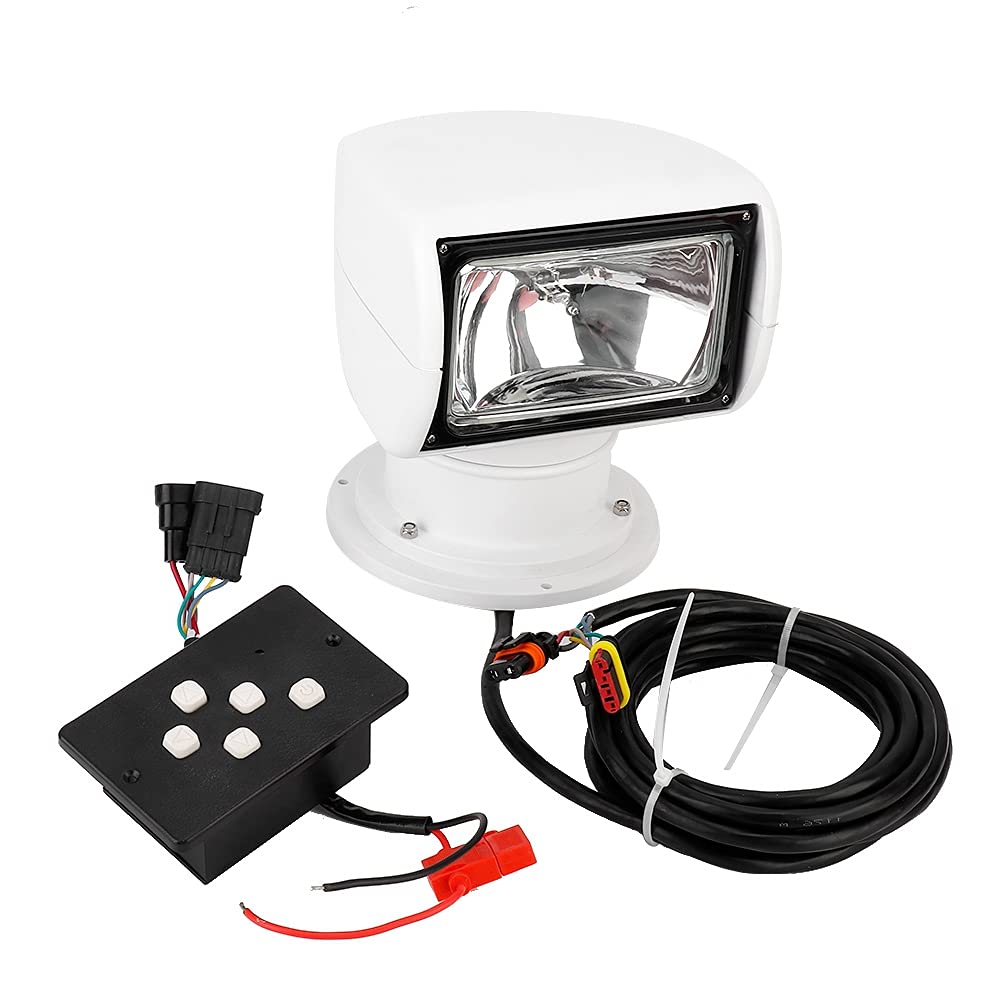 12V 100W 2500LM Marine Spotlight with Remote Control - Waterproof Boat, Truck, Car Search Light for Outdoor, Off-Road & Emergency Use