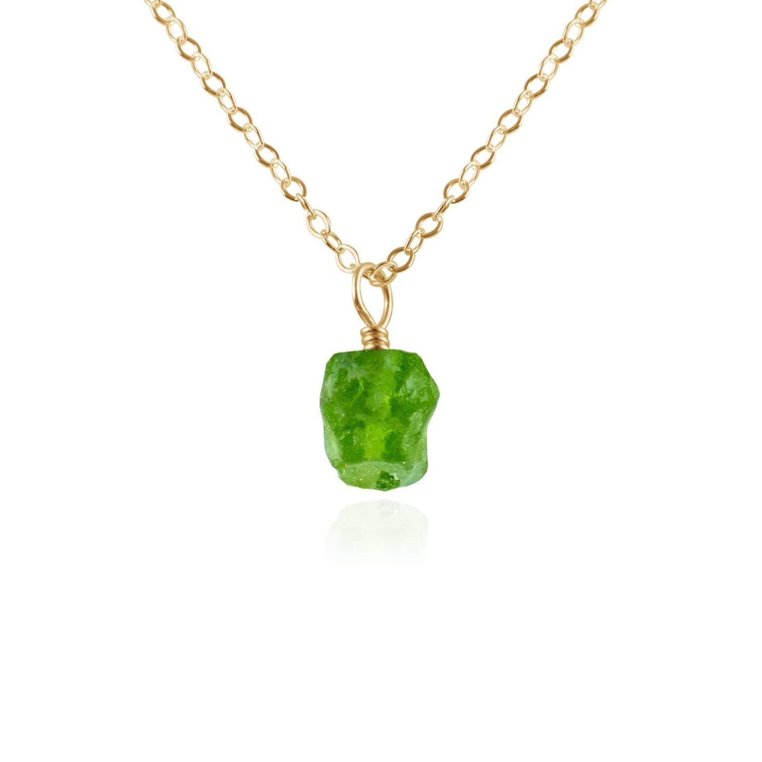 Tiny Raw Peridot Pendant Necklace - Natural Green Gemstone Jewelry for Women | Perfect for Boho Style, Everyday Wear & Gift Giving