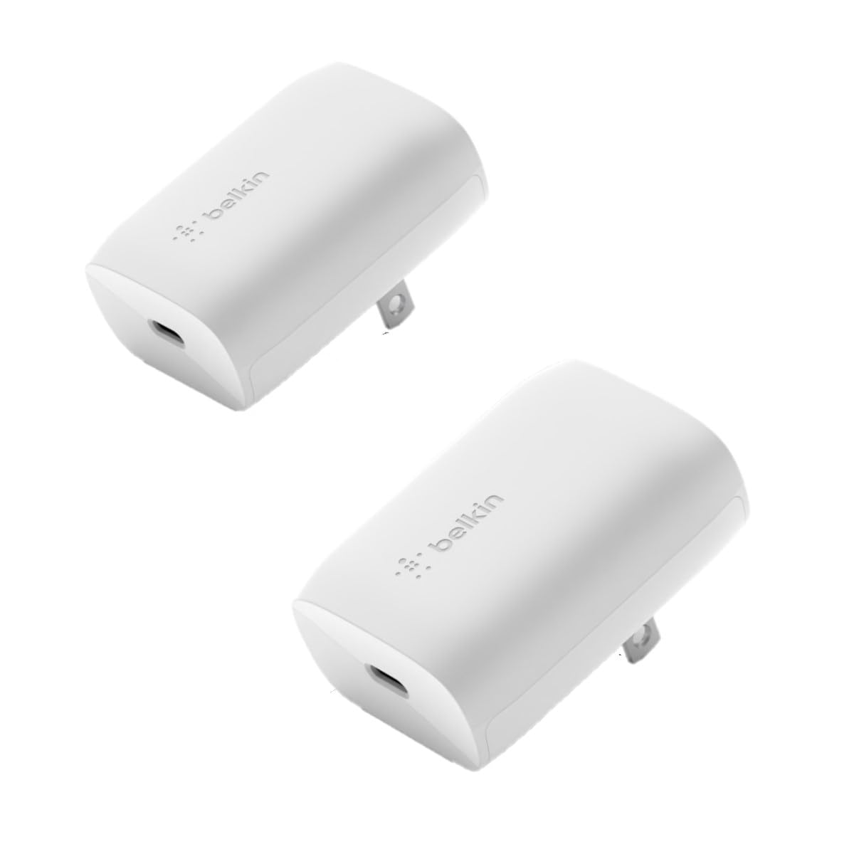 Belkin 30W USB-C Wall Charger Fast Charging Block - Compatible with iPhone 16/16 Pro/16 Plus/15/15 Plus/14 Pro Max, Galaxy S25, iPad, AirPods - Compact USB-C Power Adapter (2-Pack) for Home, Office & Travel Charging