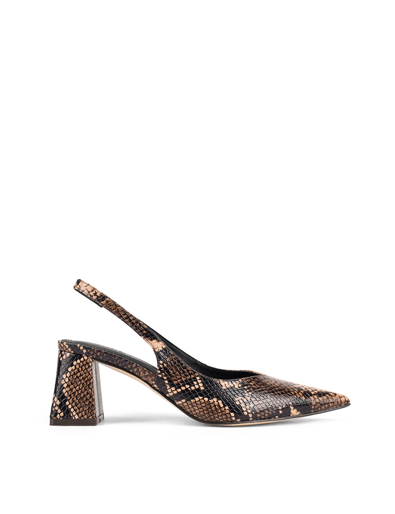 Yankee Slingback Block Heel Shoes - Brown Snake Leather Pumps for Women | Comfortable & Stylish for Office, Party & Date Night