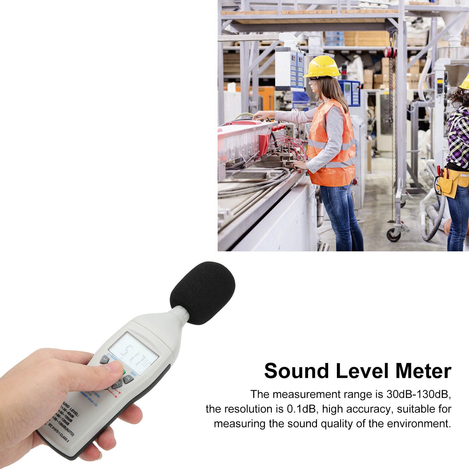 Professional Digital Decibel Meter - Accurate Sound Level Noise Measurement Device with LCD Backlight | Perfect for Factories, Cinemas, Industrial & Home Use (dB Tester for Workplace Safety, Audio Engineering)