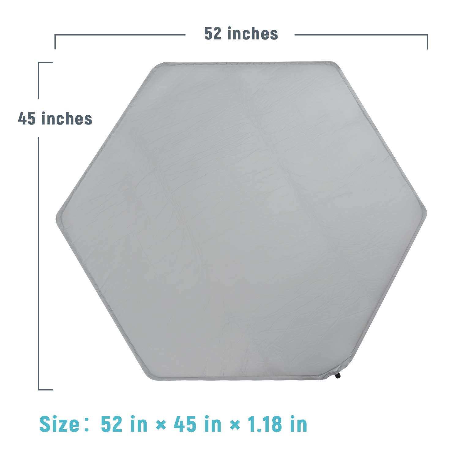 Hexagon Playpen Mat for hiccapop & Regalo Play Yards - Portable Self-Inflating Playmat with Carry Bag (Grey) - Perfect for Indoor Baby Play Areas
