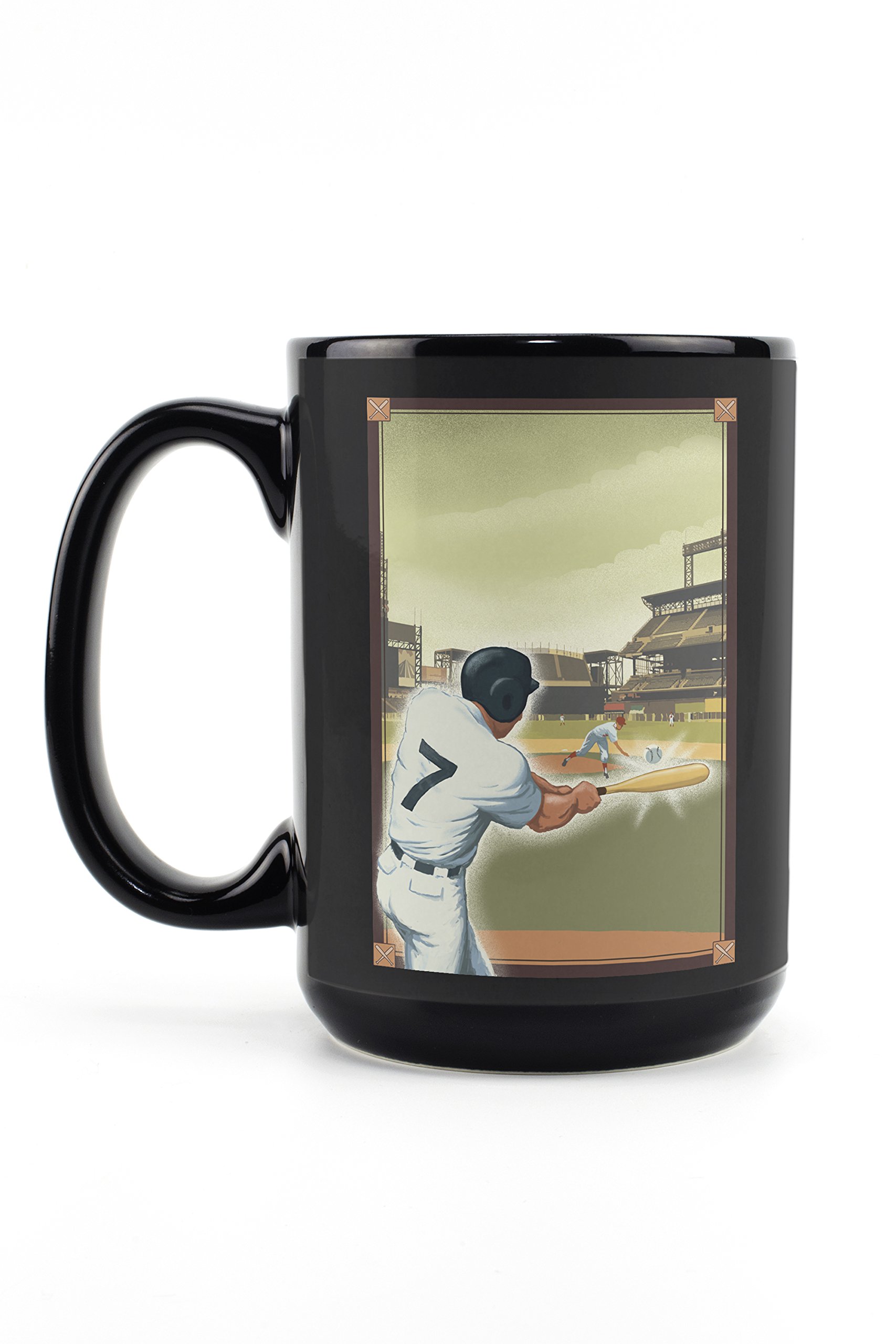 Baseball Batter Ceramic Coffee Mug 15oz - Black Dishwasher & Microwave Safe Coffee Cup for Tea, Hot Chocolate - Perfect for Baseball Fans, Office, Home & Gifts