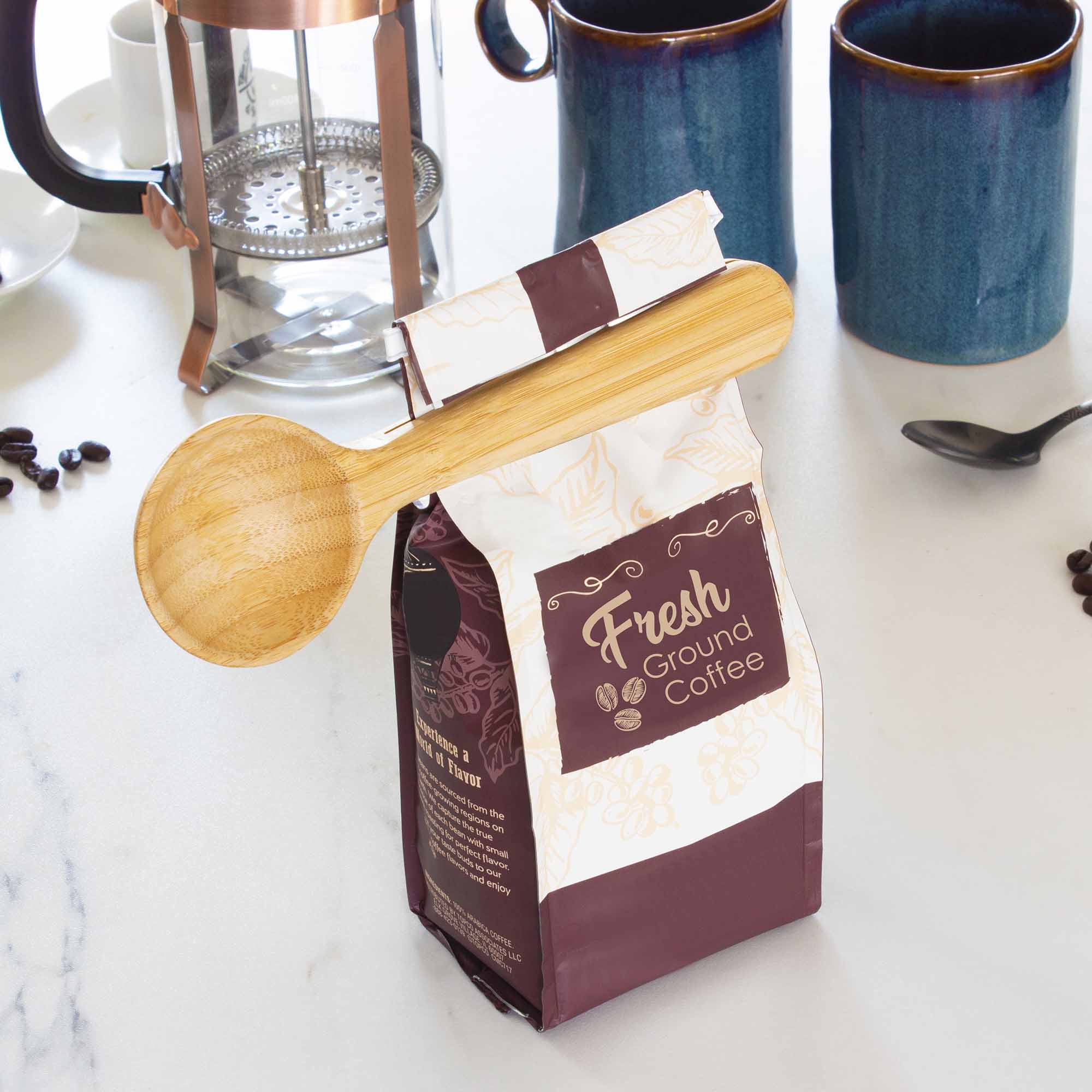 Stainless Steel Coffee Scoop with Built-In Bag Clip - Perfect for Measuring Ground Coffee, Tea, and Spices - Ideal for Home Baristas and Kitchen Use