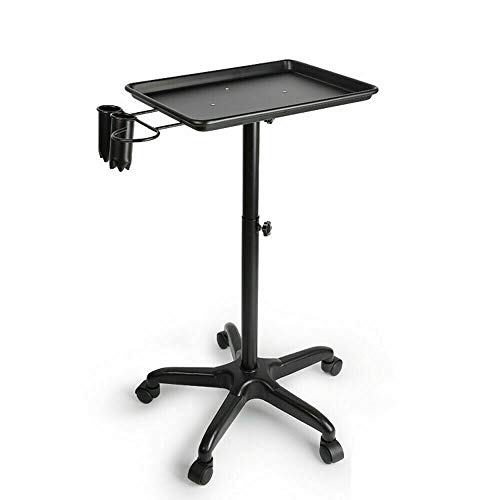 TFCFL Professional Beauty Salon Trolley Cart with 4 Lockable Casters - Aluminum Mobile Hair Styling Station & Cosmetic Organizer for Salon, Spa, Home Use (Black) | Perfect for Hairdressers, Makeup Artists & Nail Technicians
