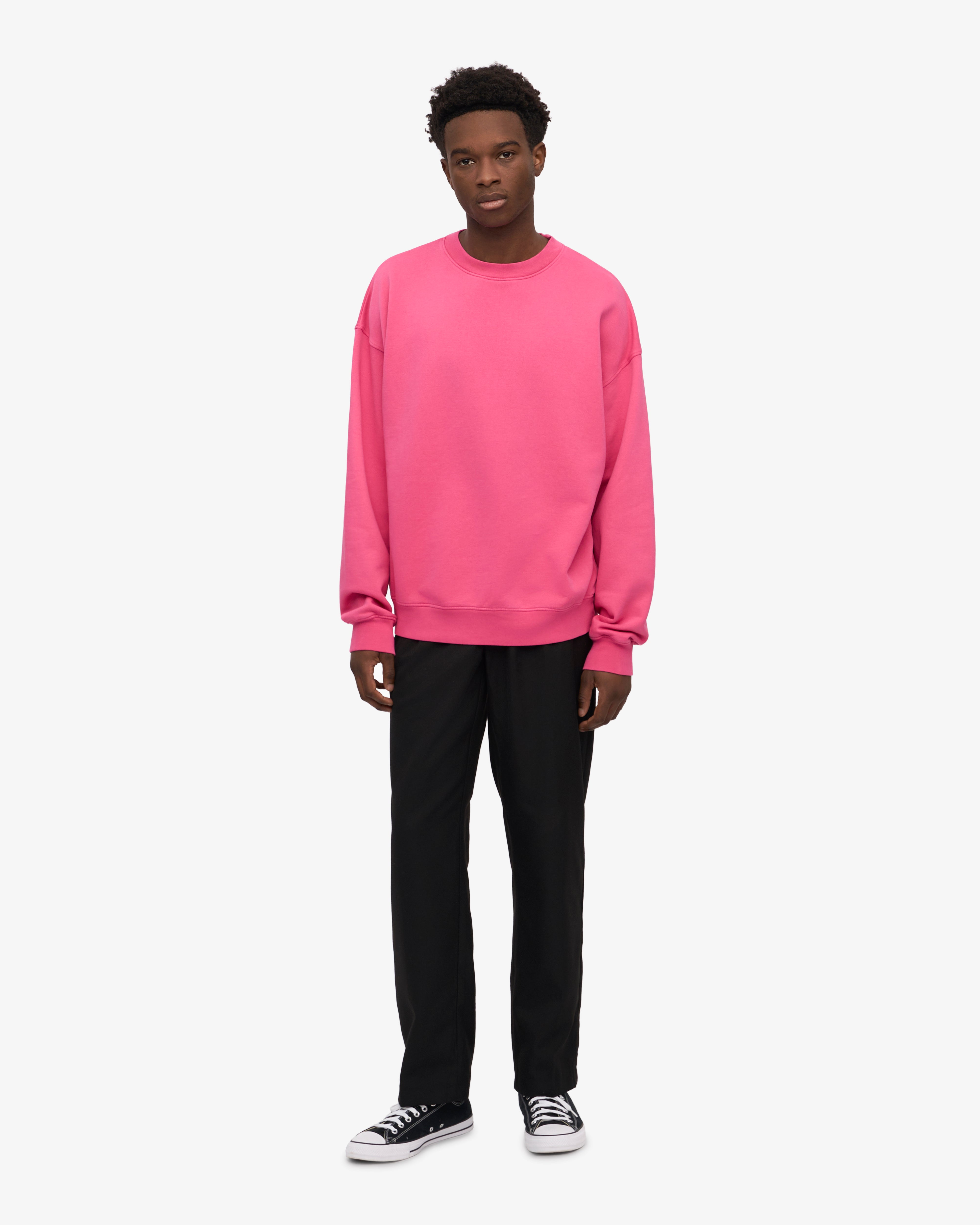 Organic Oversized Crewneck Sweatshirt - Bubblegum Pink | Soft & Comfortable Women's Loungewear for Casual Wear & Relaxing at Home