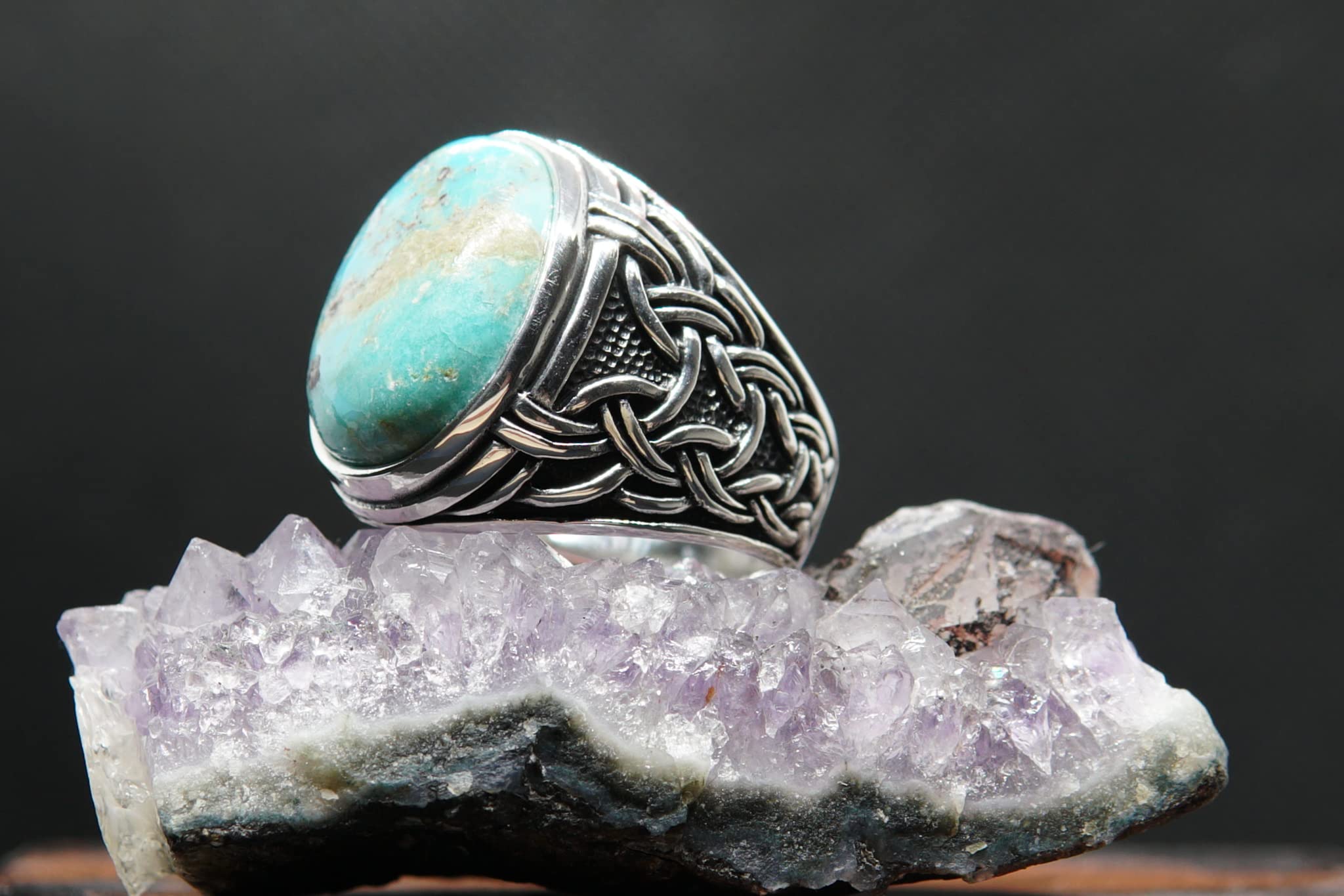 925 Sterling Silver Men's Ring with Natural Turquoise Stone - Handmade Jewelry Gift for Him - Perfect for Weddings, Anniversaries & Special Occasions
