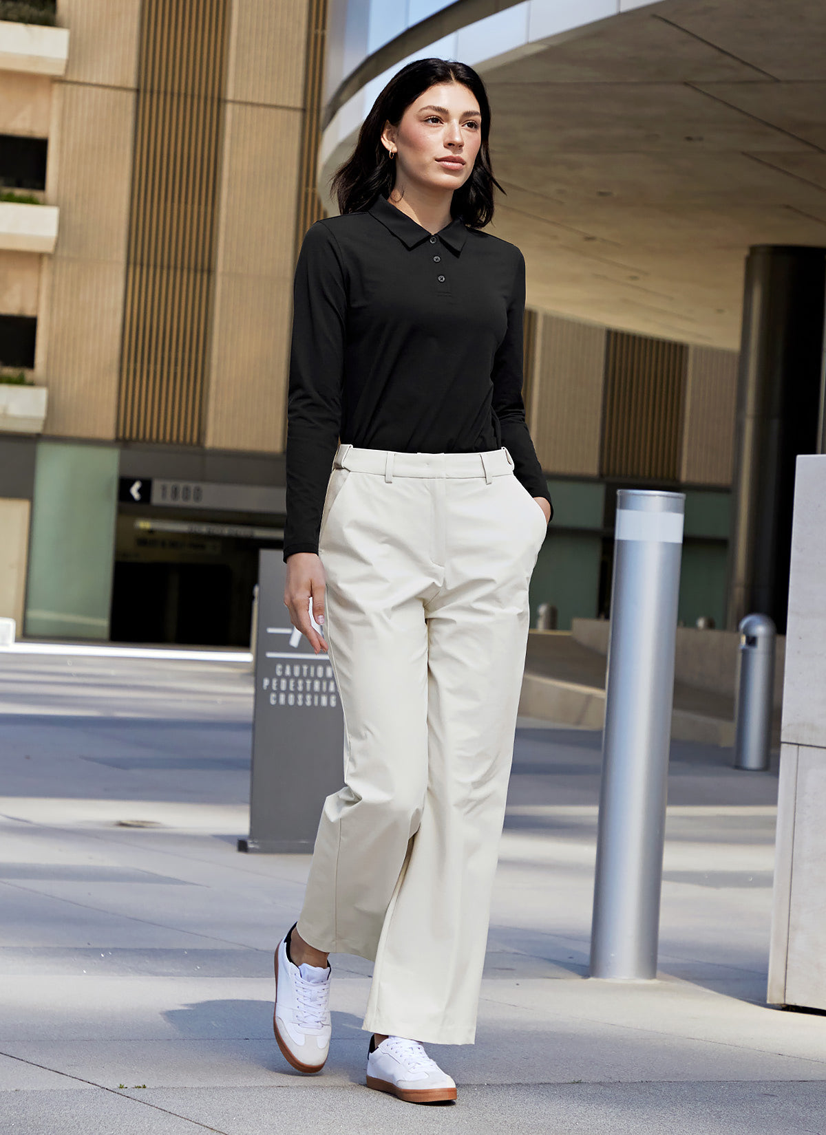 Eco Dex Women's Long Sleeve Polo Shirt - Breathable Moisture Wicking Performance Top for Golf, Tennis & Casual Wear