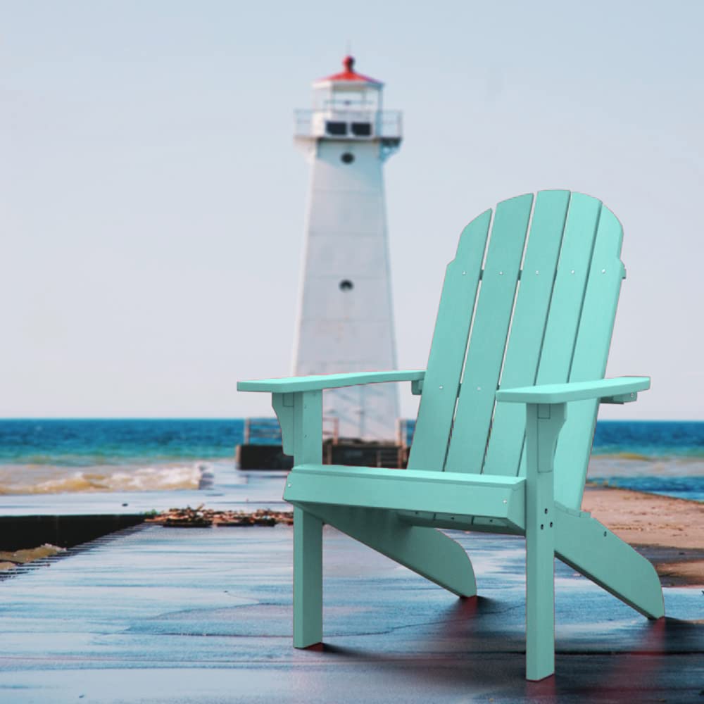 Premium Weather-Resistant Poly Lumber Adirondack Chair - 300 lb Capacity Outdoor Patio Furniture for Porch, Deck & Poolside - Durable Plastic Adirondack Chairs in Traditional Blue - Perfect for Backyard Relaxation, Garden Lounging & Outdoor Entertaining