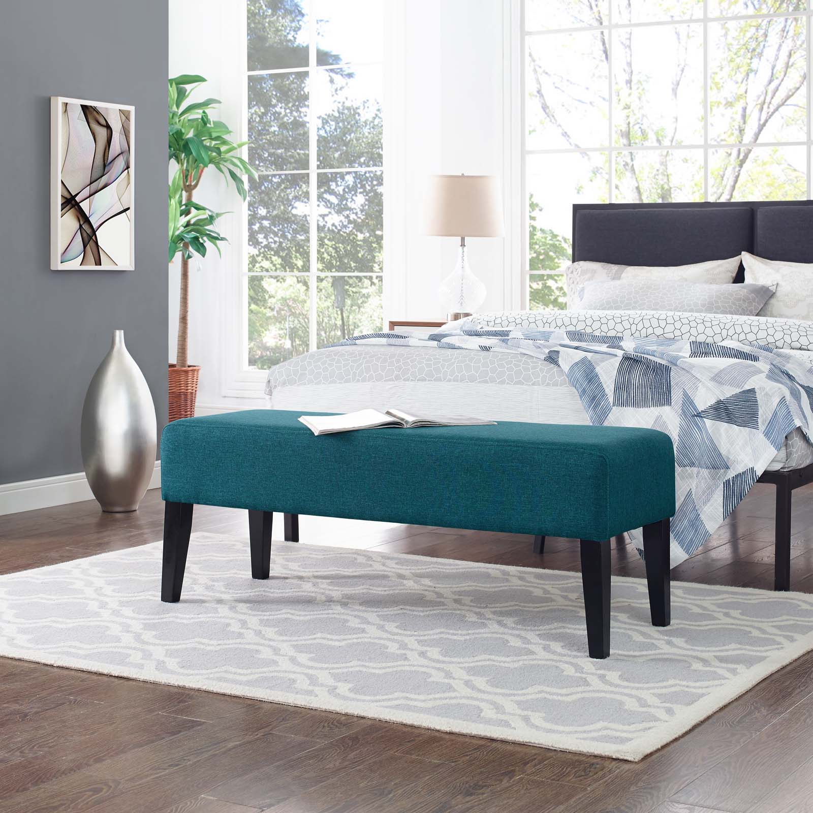 Connect Upholstered Fabric Bench - Stylish Entryway Seating & Bedroom Storage Bench - Perfect for Hallway, Living Room & Dressing Area