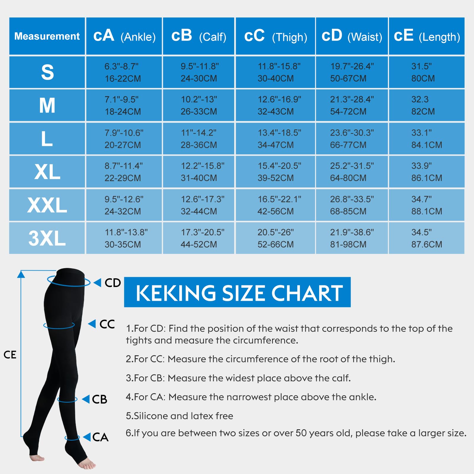 KEKING 15-20 mmHg Compression Stockings for Women & Men - Varicose Veins & Edema Relief, Travel & Work Support