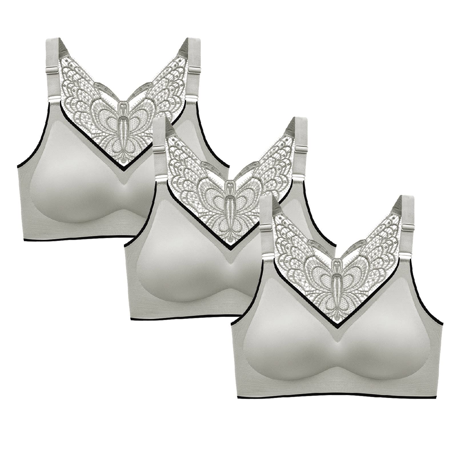 3 Pack Women's Racerback Sports Bras - Padded Seamless High Impact Workout Tops with Butterfly Back Design for Yoga, Gym & Fitness | Perfect for Running, HIIT & Active Lifestyle