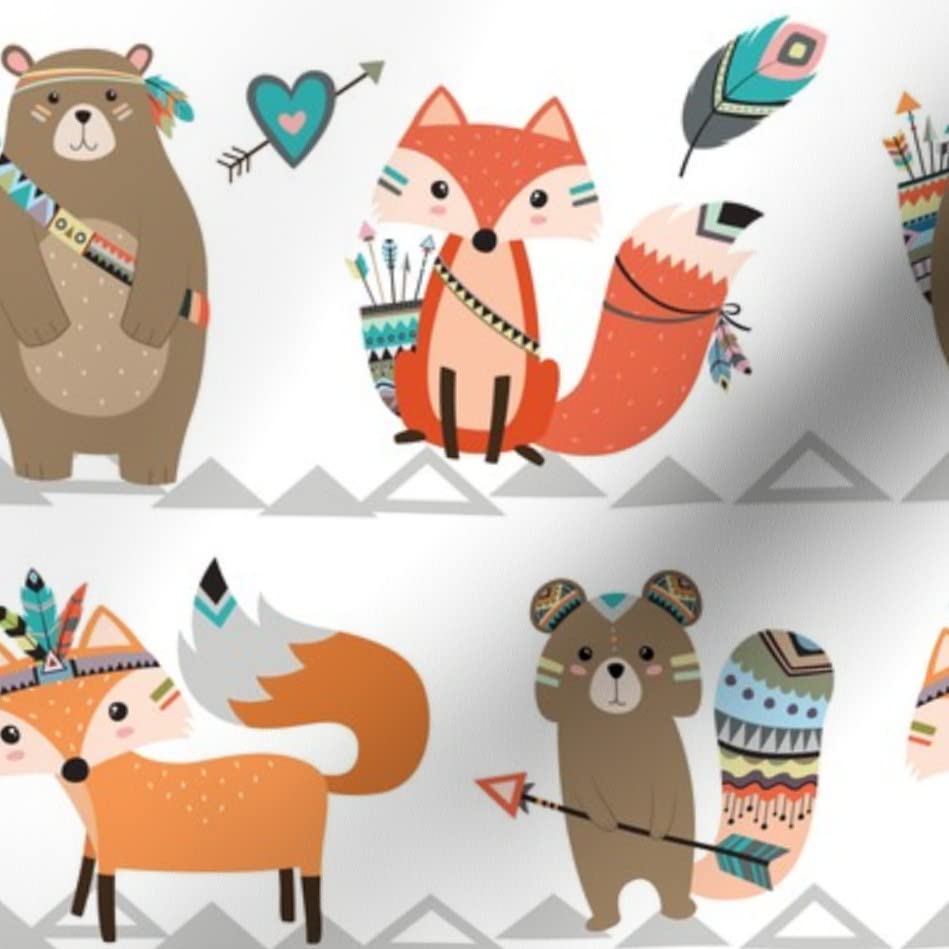 Premium Spoonflower Upholstery Velvet Fabric by The Yard - Woodland, Tribal, Nursery, Arrow & Fox Prints for Home Decor, Apparel & DIY Projects | Gender Neutral, Boy & Girl Designs | Perfect for Curtains, Pillows, Clothing & Crafts