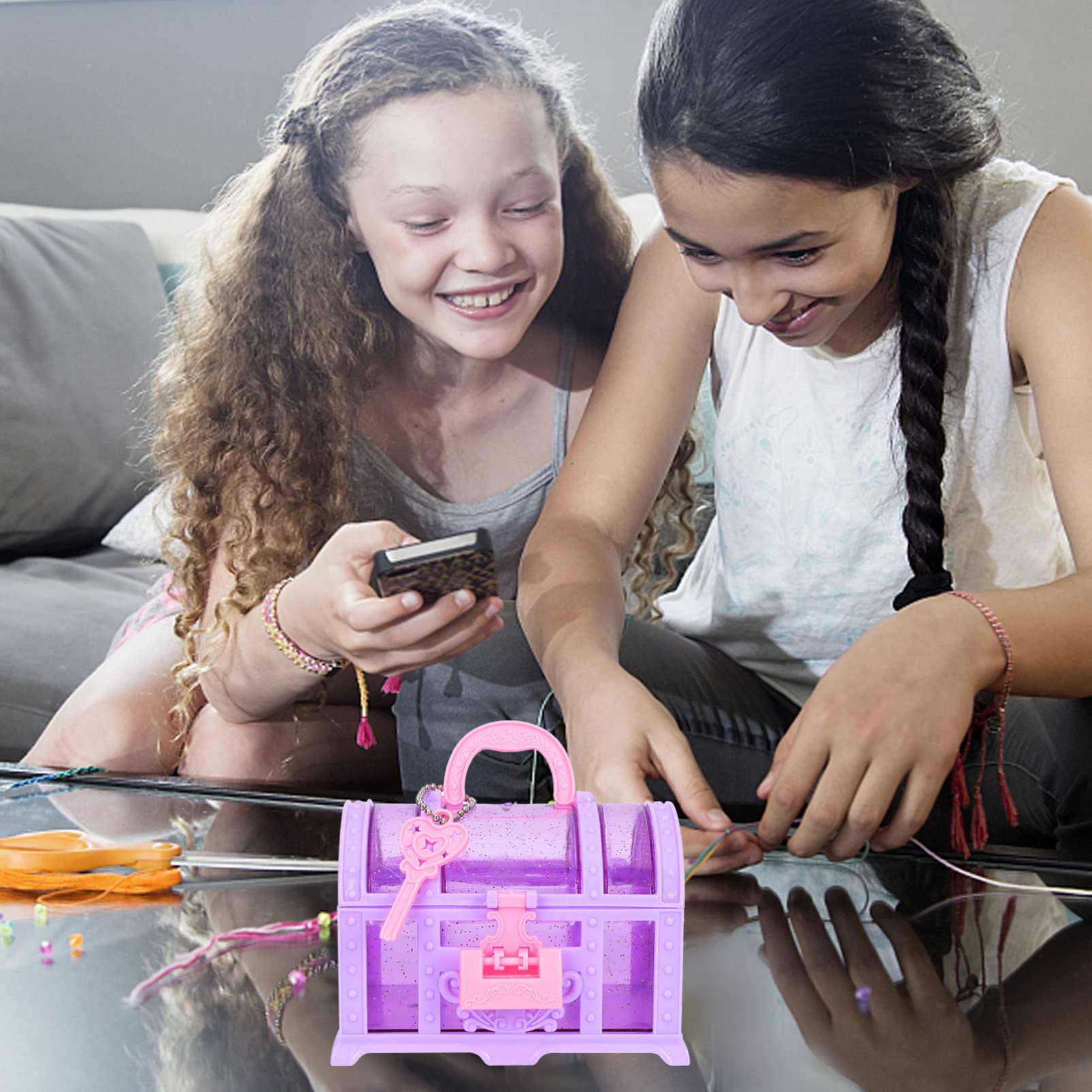2PCS Princess Jewelry Box for Girls - Kids Treasure Chest Toy with Organizer Compartments | Pretend Play, Birthday Gift, Room Decor for Little Girls