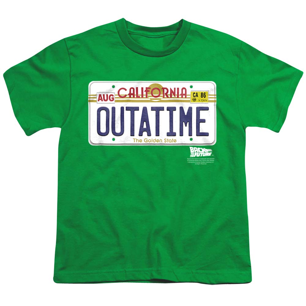 Back to The Future Outatime License Plate Unisex Youth T-Shirt - 80s Movie Fan Gift, Cosplay Costume & Retro Pop Culture Apparel