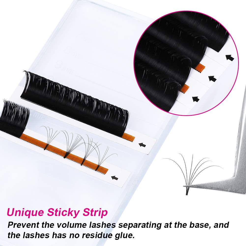 Premium 8-14mm Mixed Length Easy Fan Volume Lashes - CC Curl Self-Fanning Eyelash Extensions for Russian Blooming Effect (0.05mm, 8-14mm Mix) - Perfect for Salon Professionals & DIY Lash Artists for Natural to Dramatic Looks