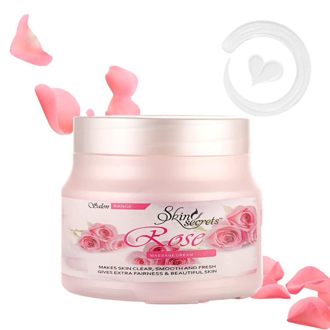 Skin Secrets Rose Massage Cream with Pure Rose Essential Oil | 500g Paraben-Free, Cruelty-Free & Vegan Formula | Luxurious Body Moisturizer for Spa, Massage & Self-Care Rituals