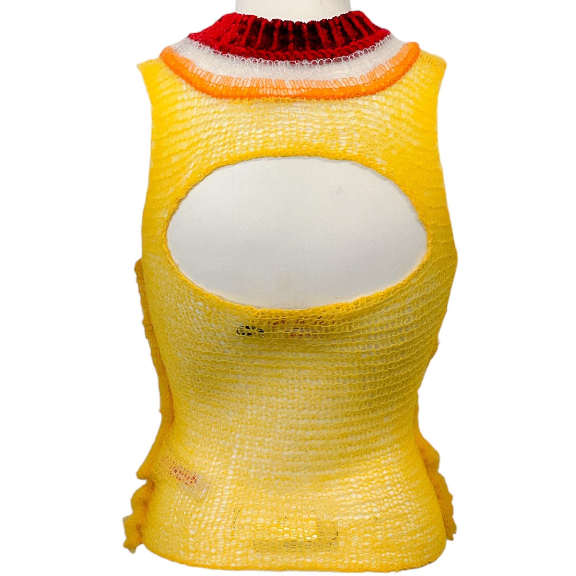 Marni Yellow Wool Open Knit Sleeveless Sweater for Women - Lightweight Summer Pullover for Casual Outings and Beach Vacations