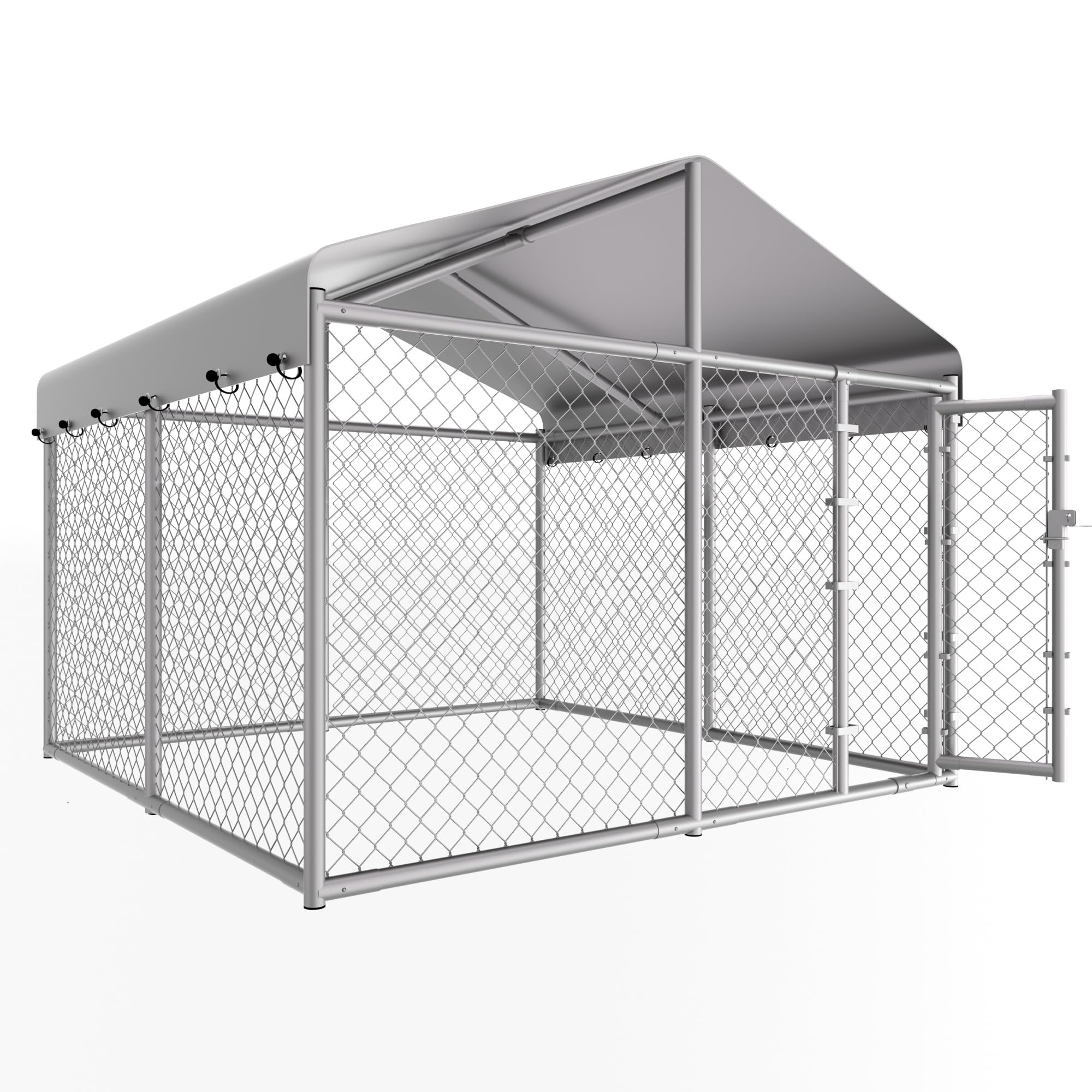 10x10x6ft Heavy Duty Outdoor Dog Kennel with Roof - Galvanized Steel Chain Link Large Dog Run Pen for Backyard, Pet Playpen & Enclosure - Perfect for Large Breed Dogs, Puppies & Multiple Pets