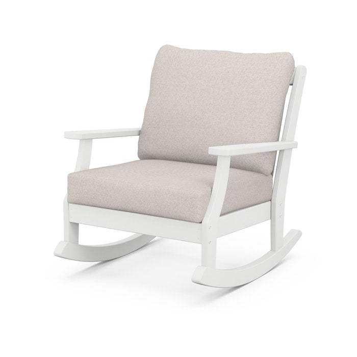 POLYWOOD Braxton Deep Seating Rocking Chair - All-Weather Wicker Outdoor Rocker with Cushions | Perfect for Patio, Deck, Poolside & Garden Relaxation