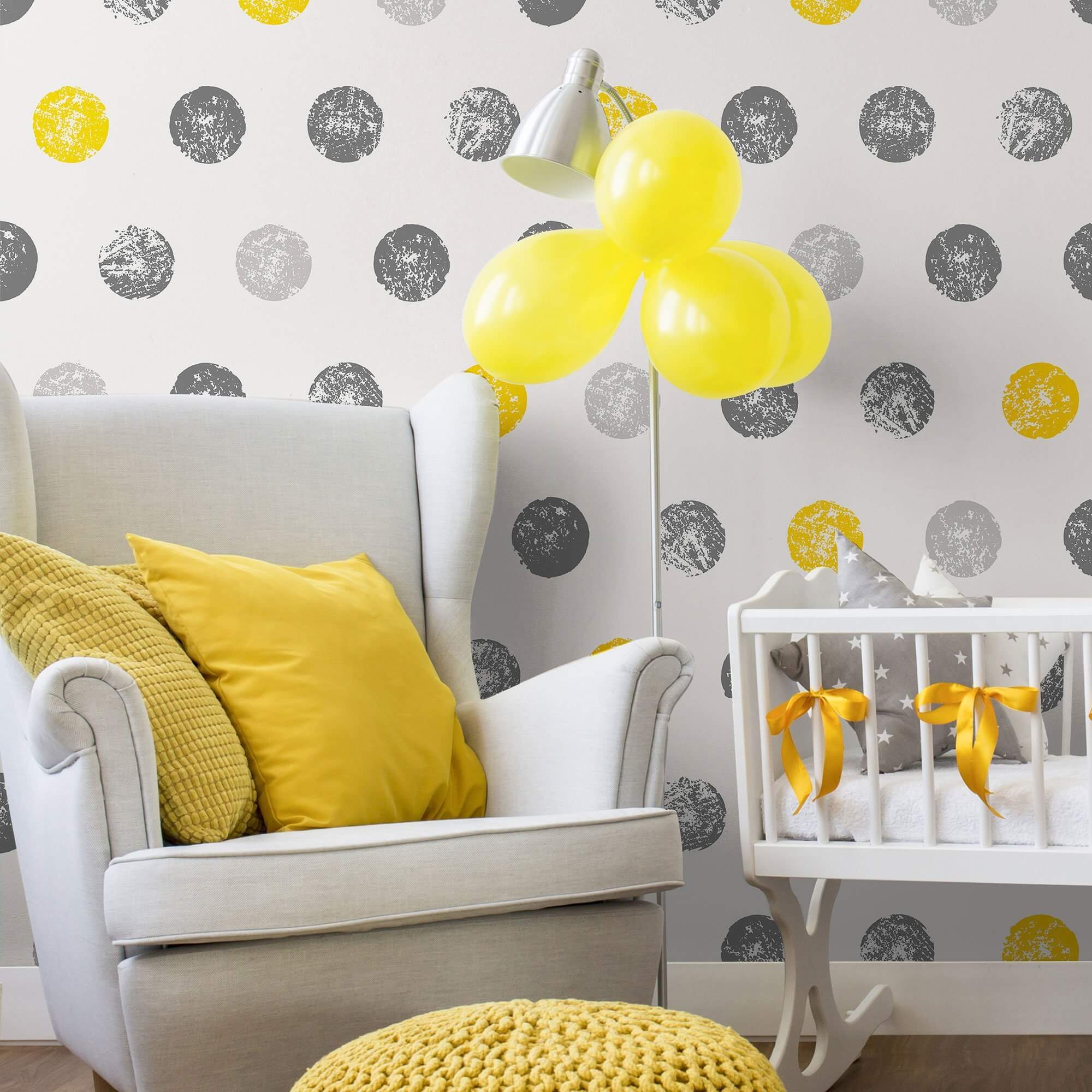 Yellow and Grey Geometric Peel and Stick Removable Wallpaper for Teens - Self-Adhesive Wall Decal for Bedroom, Dorm Room, and Nursery Decor