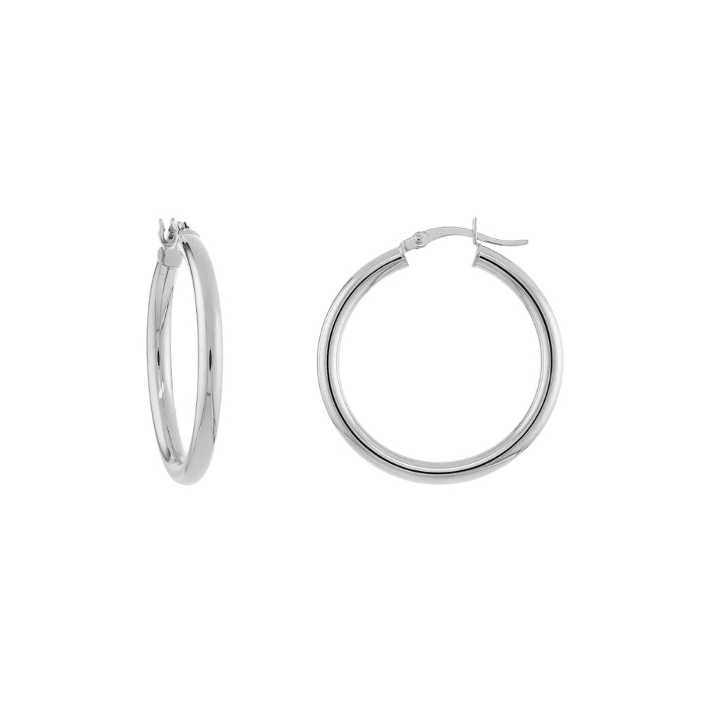 14K White Gold Hoop Earrings for Women - Classic Circle Huggie Earrings for Everyday Wear, Gift Giving & Special Occasions