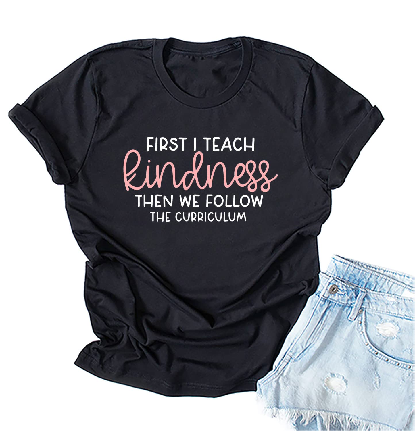 Kindness Inspirational T-Shirts for Women - Comfortable Short Sleeve Casual Tee for Teachers, Summer Wear - Perfect for Classroom, Work & Everyday Outfits