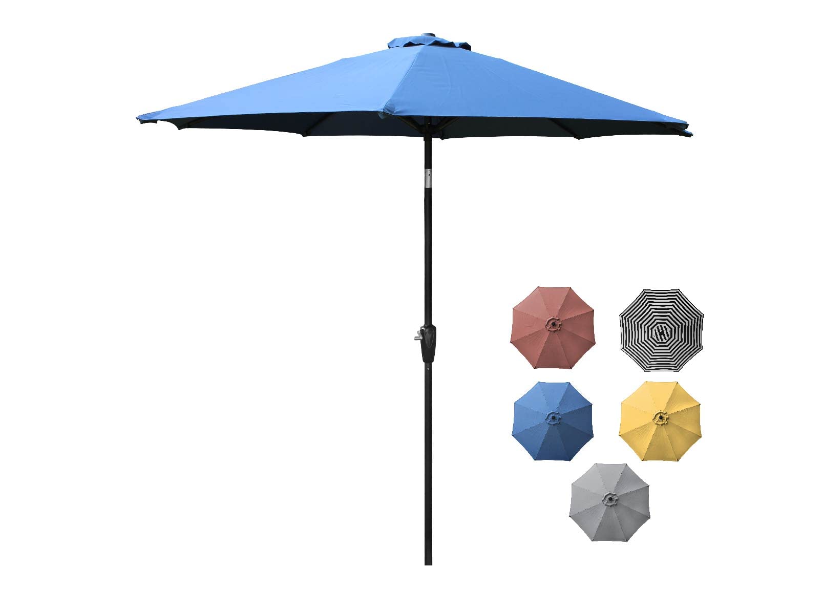 Belle Patio 9ft Outdoor Aluminum Patio Umbrella - Round Market Umbrella with Push Button Tilt & Crank for Shade - Perfect for Poolside, Backyard, Deck, and Patio Use