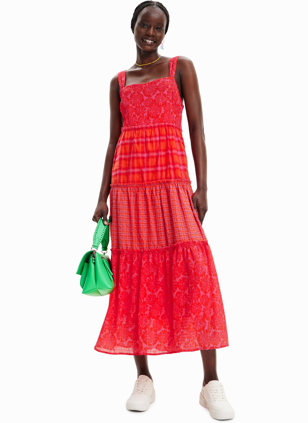 Desigual Women's Strappy Woven Summer Dress - Flowy Boho Chic Maxi Dress for Beach, Vacation & Casual Outings