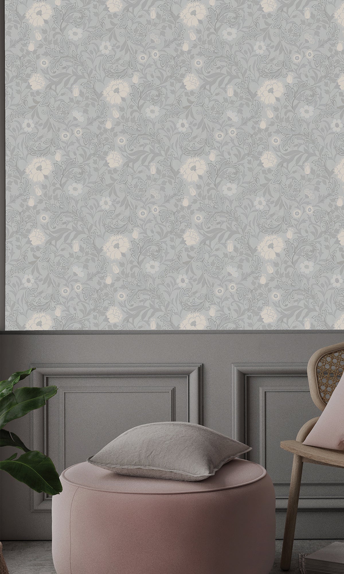 Blue Elegant Floral Trail Print Wallpaper R9525 - Peel and Stick Removable Wallpaper for Bedroom, Living Room, Nursery Decor