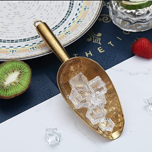 Berglander 6 OZ Stainless Steel Gold Ice Scoop with Titanium Plating - Premium Metal Ice Scooper for Ice Maker, Kitchen, Bar, Party | Multipurpose for Candy, Wedding, Pet Food & Beach | Durable & Stylish for Home & Commercial Use