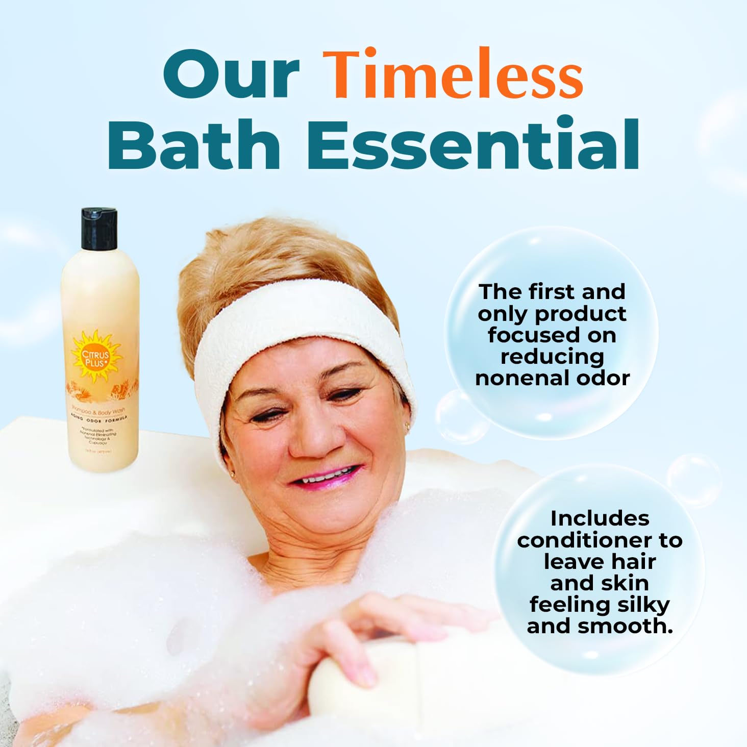 BoaVida Citrus Plus Elder Deodorizing Shampoo and Body Wash - Persimmon & Cupuacu Butter Formula for Nonenal Odor Control - Leak-Proof Cap - 1 Gallon - Ideal for Elderly Care & Senior Hygiene