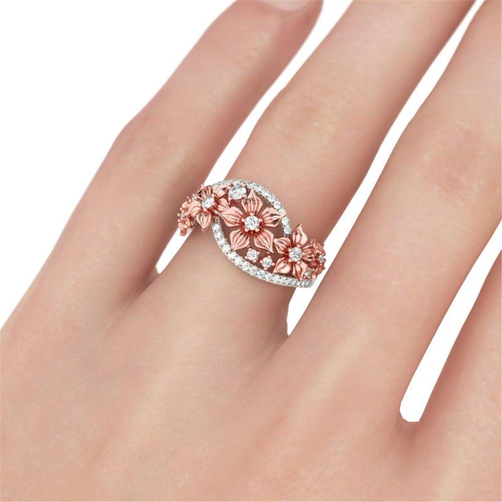 Jeulia 925 Sterling Silver Floral Ring for Women - Elegant Flower Band Ring with Brilliant Diamonds | Wedding, Engagement, Anniversary, Promise Jewelry Set | Perfect for Romantic Gifts & Special Occasions