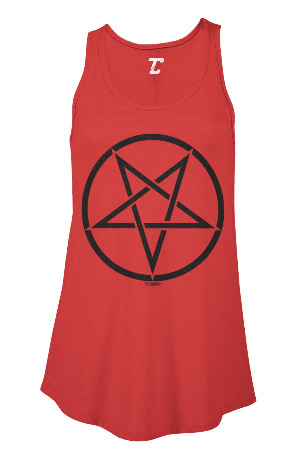 Satanic Pentagram Heavy Metal 666 Badass Women's Flowy Tank Top | Gothic Occult Fashion for Concerts & Festivals