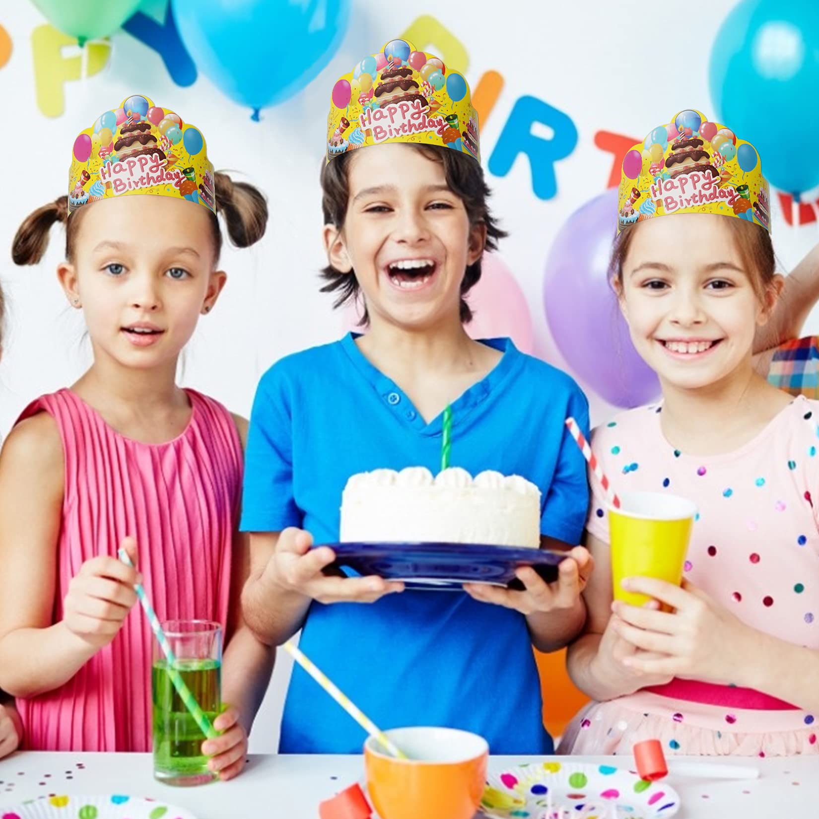 JTIEO 30-Pack Birthday Crowns for Kids - Yellow Classroom Birthday Hats for School, Home & Party Supplies | Perfect for Birthday Celebrations, Classroom Rewards & Special Events