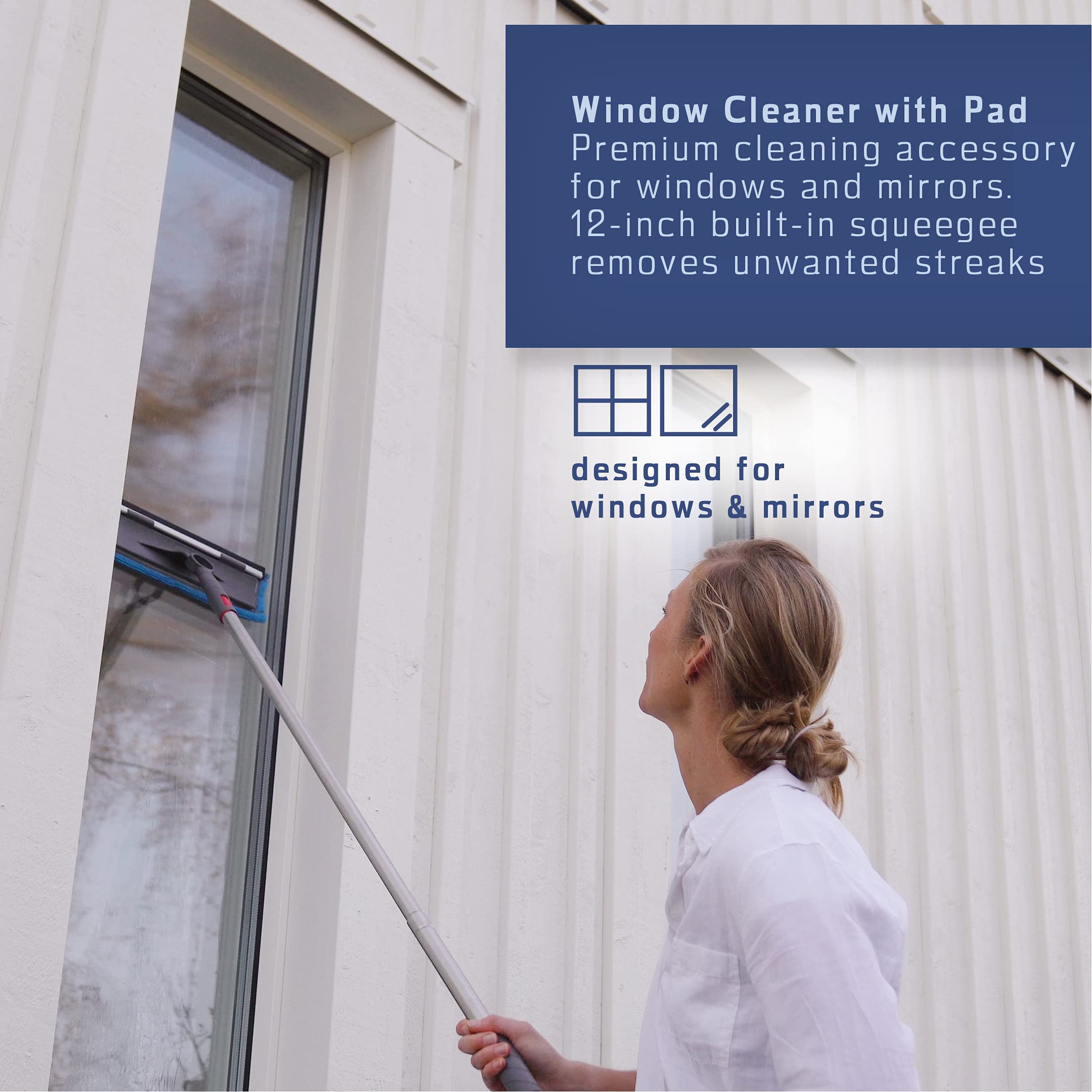 Ultimate Cleaning System Kit - Wet Flat Floor Mop, Rubber Brush, Microfiber Duster, Window Cleaner with Squeegee, 2 Microfiber Cloths & 2 Dish Sponges | Multi-Surface Cleaning for Floors, Windows, Dishes & Dusting | Home & Office Use