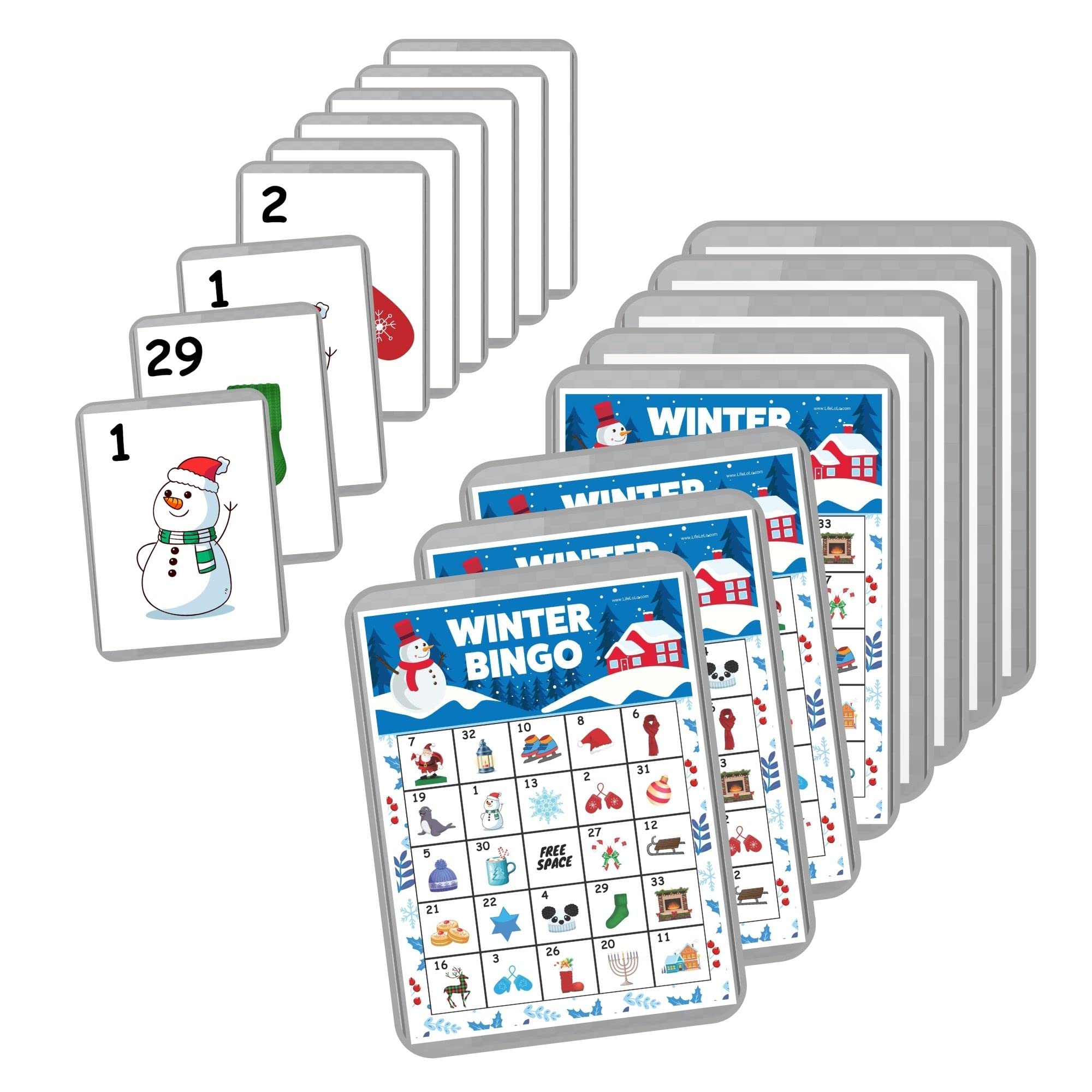 Winter Bingo Game Set - 60 Laminated Holiday Bingo Cards for Corporate Parties, School Events & Family Gatherings | Christmas Bingo, Kids Bingo Game, Holiday Party Activities | Perfect for Office Celebrations, Classroom Fun & Festive Family Game Nights