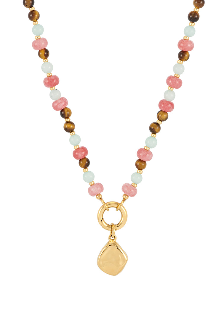 Multi Facet Gemstone Spring Clasp Necklace - Elegant Jewelry for Women, Dainty Layering Necklace for Everyday Wear, Gift for Her - Perfect for Parties, Dates & Special Occasions