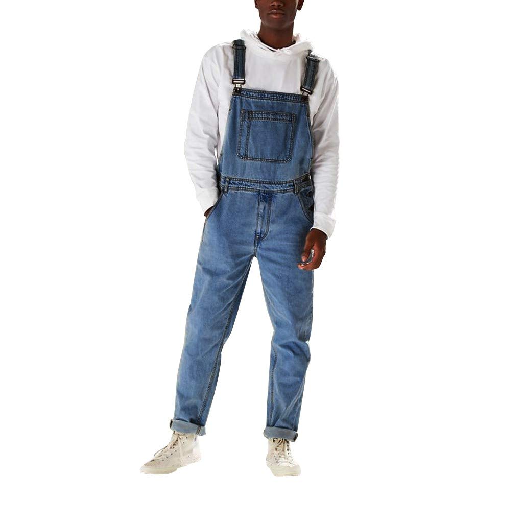 2022 Men's Slim Fit Vintage Ripped Denim Bib Overalls Romper Jumpsuit with Pockets - Dungarees Jeans for Casual Wear, Work & Outdoor Activities