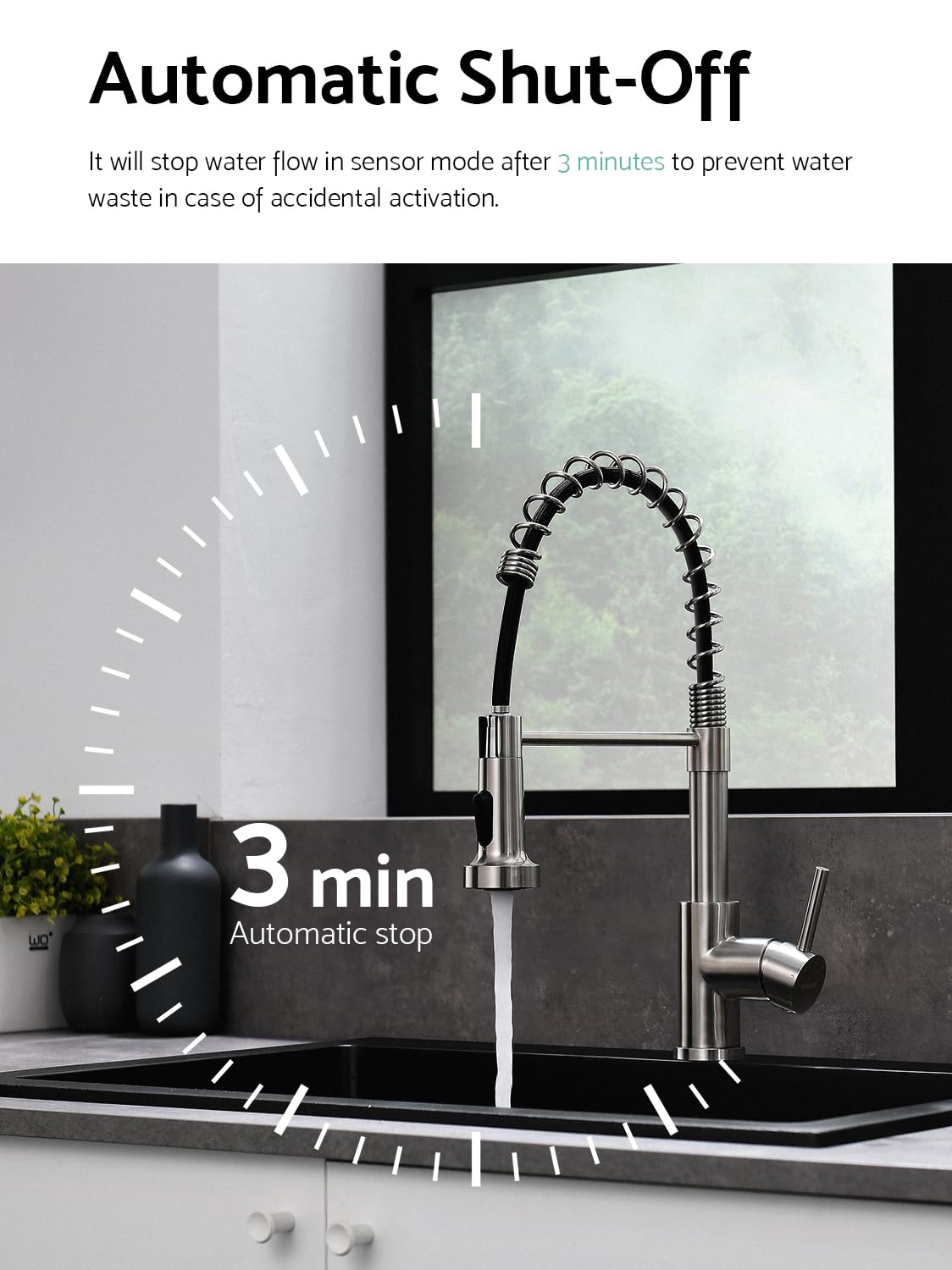 Touchless Kitchen Faucet with Pull Down Sprayer - Motion Sensor Stainless Steel Spring Single Handle Sink Faucet (Brushed Nickel) for Modern & Hygienic Kitchen Upgrade | Perfect for Busy Cooks, Families & ADA Compliant Homes