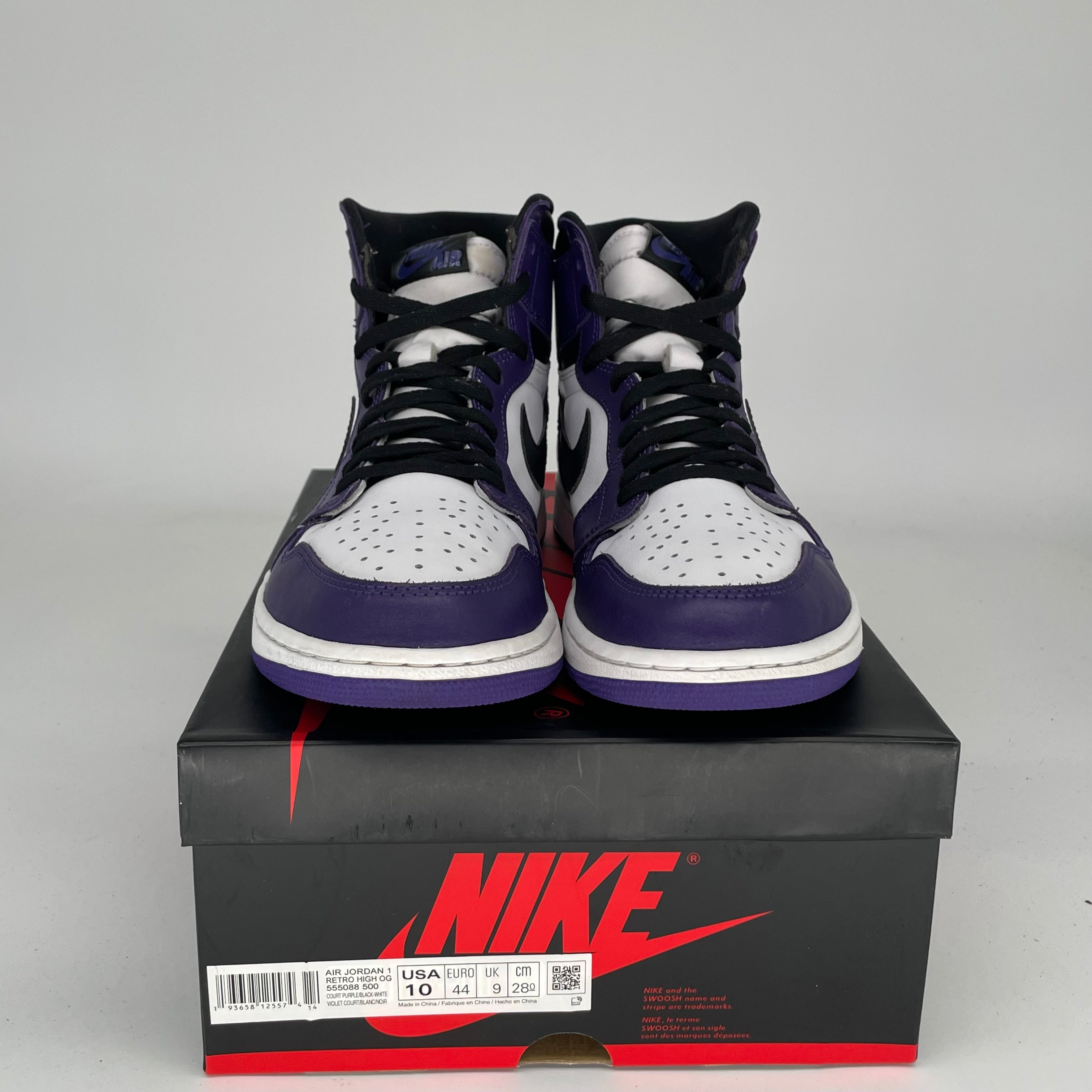 Air Jordan 1 Retro High OG Court Purple White Men's Basketball Shoes Size 10 - 555088-500 | Classic Sneakers for Streetwear, Basketball & Casual Outfits