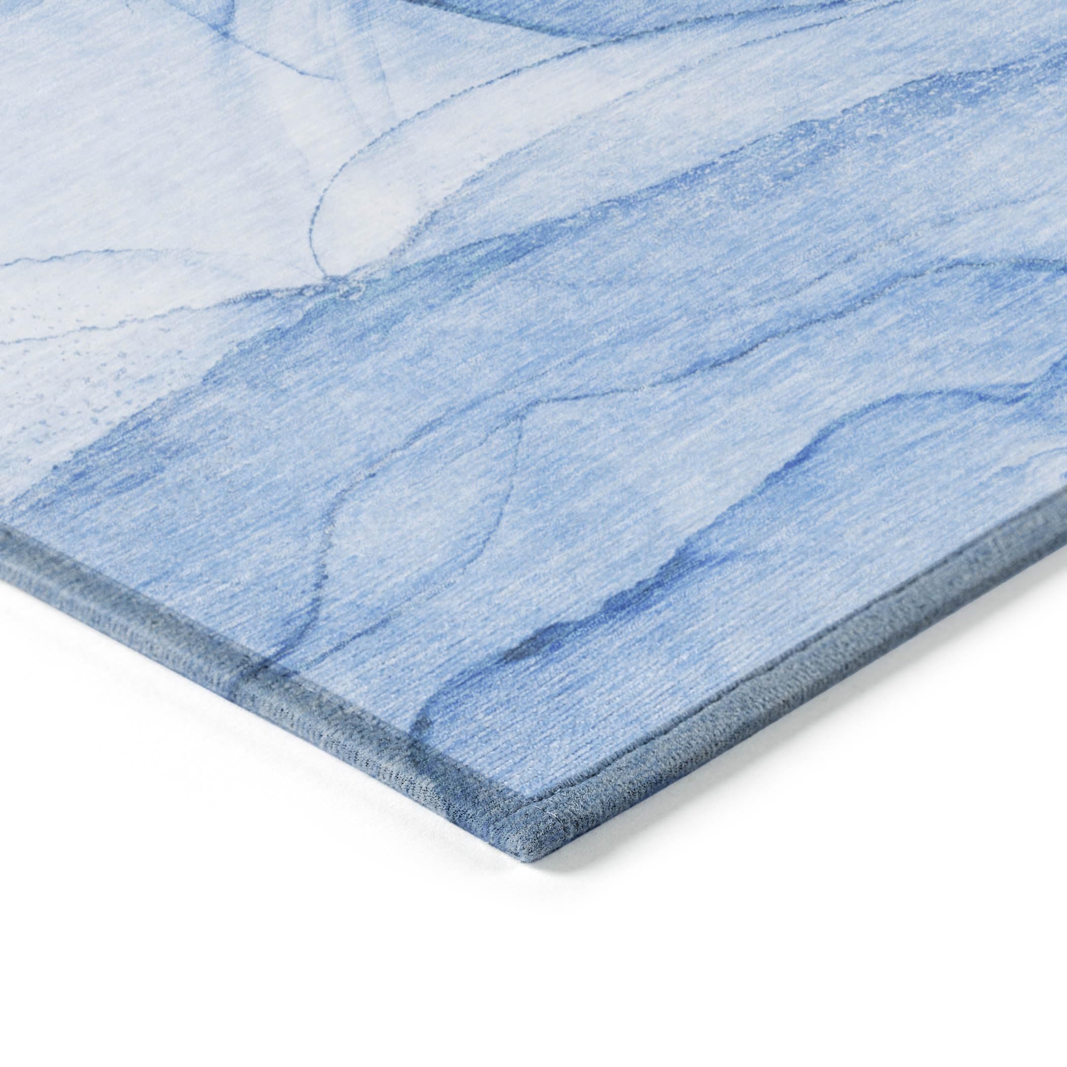 Addison Rugs Chantille ACN507 Blue 8' x 8' Round Indoor/Outdoor Area Rug - Stain Resistant, Machine Washable, Non-Shedding - Perfect for Bedroom, Living Room, Dining Room & Kitchen - Great for Patio, Deck or Sunroom Decor