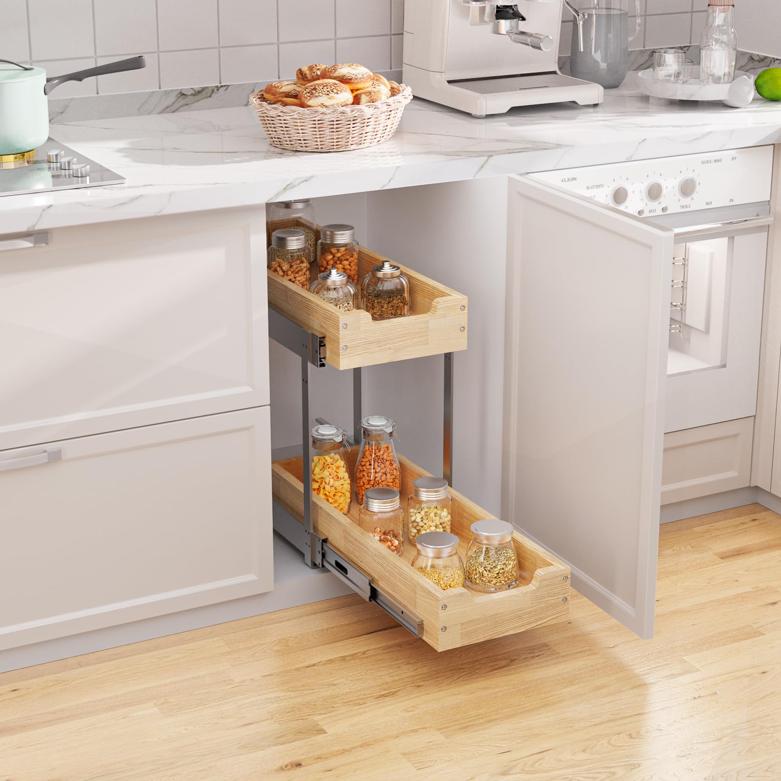 Heavy-Duty Wooden Pull Out Cabinet Organizer - 9
