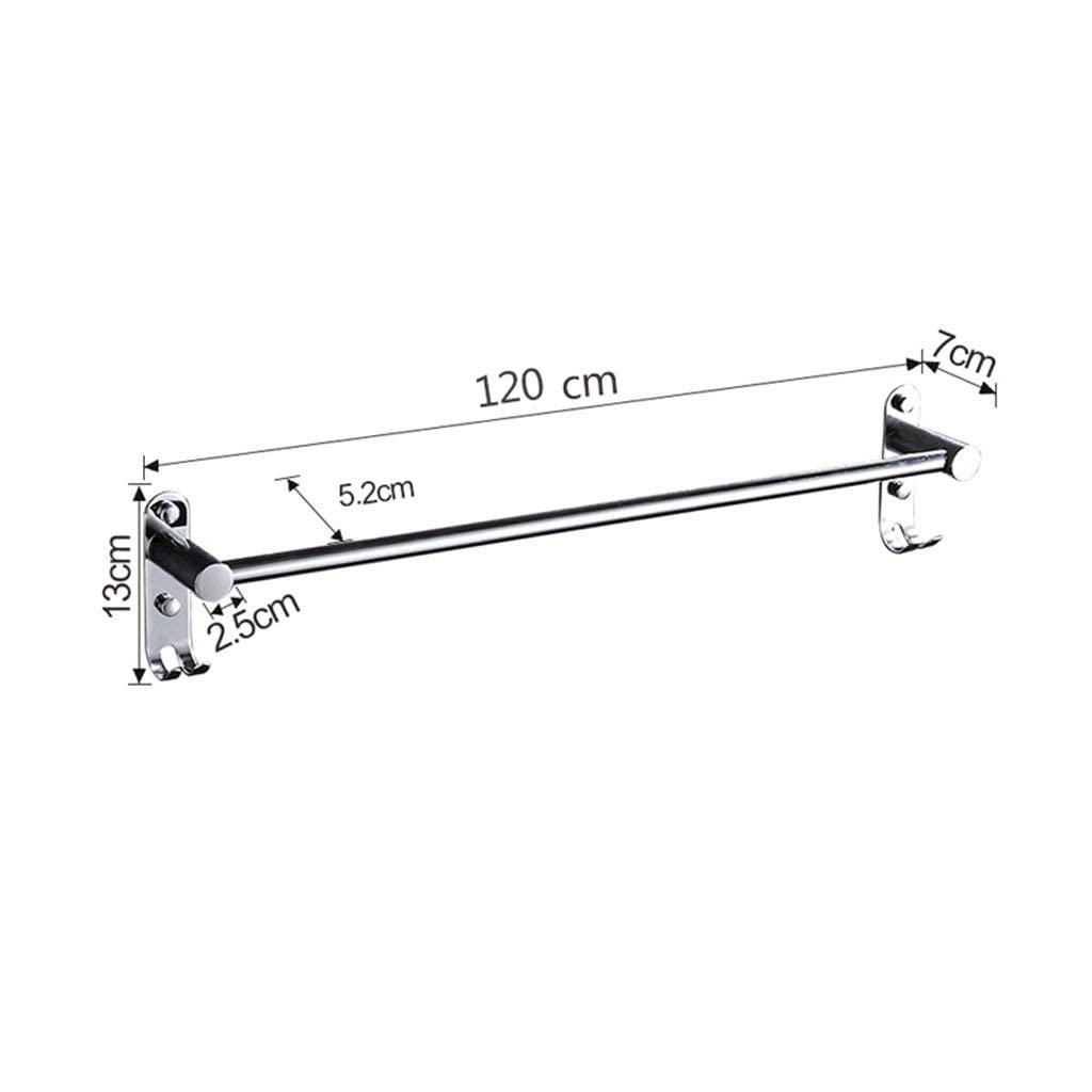 Stainless Steel Single Rod Towel Bar - 47 Inch Wall Mounted Bathroom Towel Rack with Rail Holder for Bath, Shower, Kitchen & Balcony - Rustproof Hanging Solution for Hand Towels & Washcloths