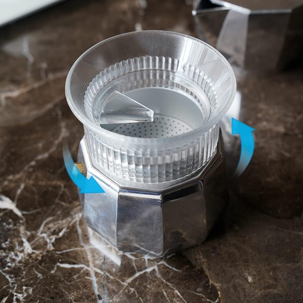 Watchget 54mm Moka Pot Dosing Funnel - Premium Stovetop Espresso Coffee Maker Accessory for Italian Coffee - Transparent Dosing Ring for Moka Express 3 Cups - Perfect for Even Coffee Grounds Distribution & Mess-Free Brewing at Home or Cafe