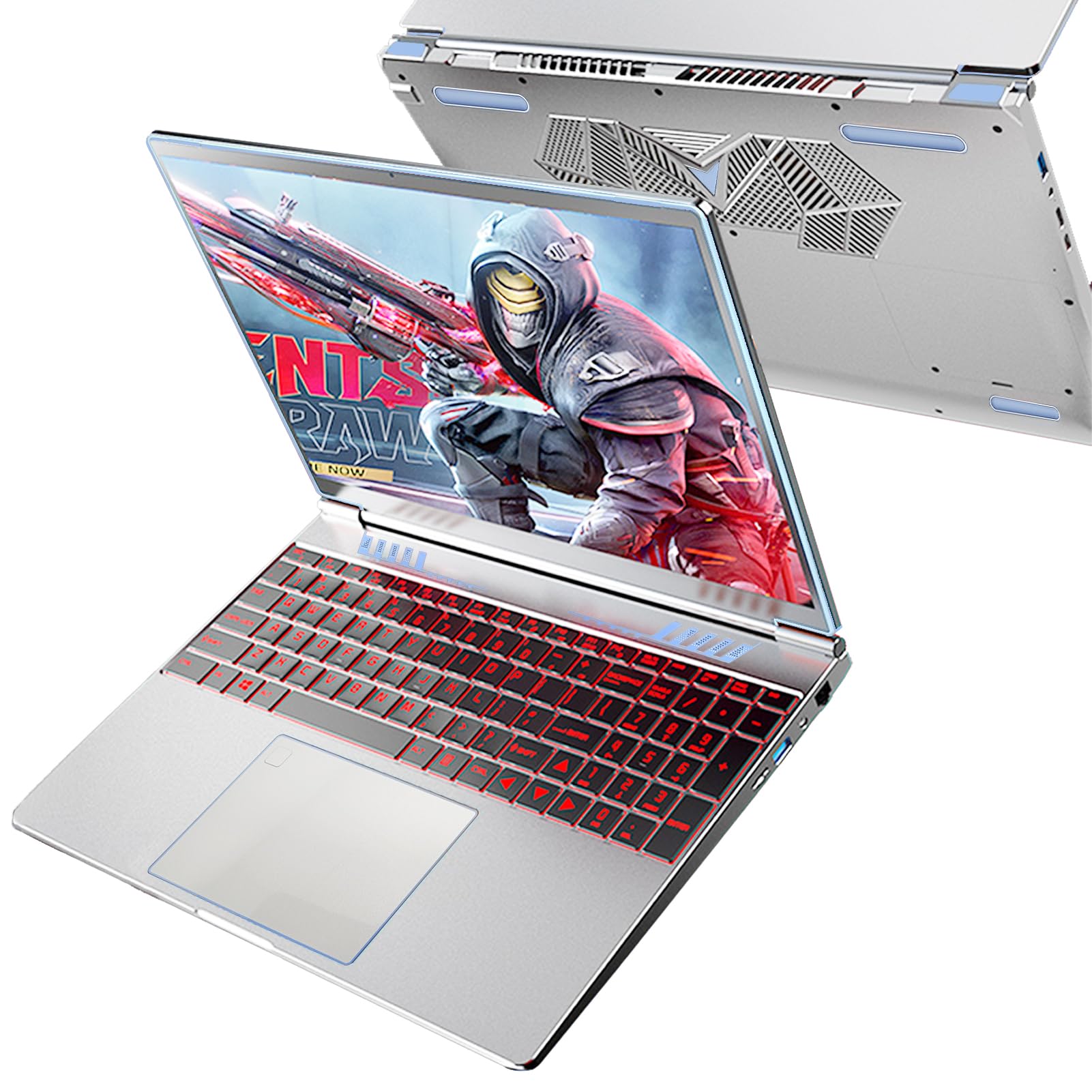 16 Inch Gaming Laptop with Windows 11 | Intel N95 Quad-Core | 16GB DDR4 RAM | 512GB SSD | FHD 1920P Display | Backlit Keyboard & Fingerprint Unlock | WiFi 5GHz | USB 3.0 | Long Battery Life | 180° Hinge - Perfect for Work, Gaming & Travel