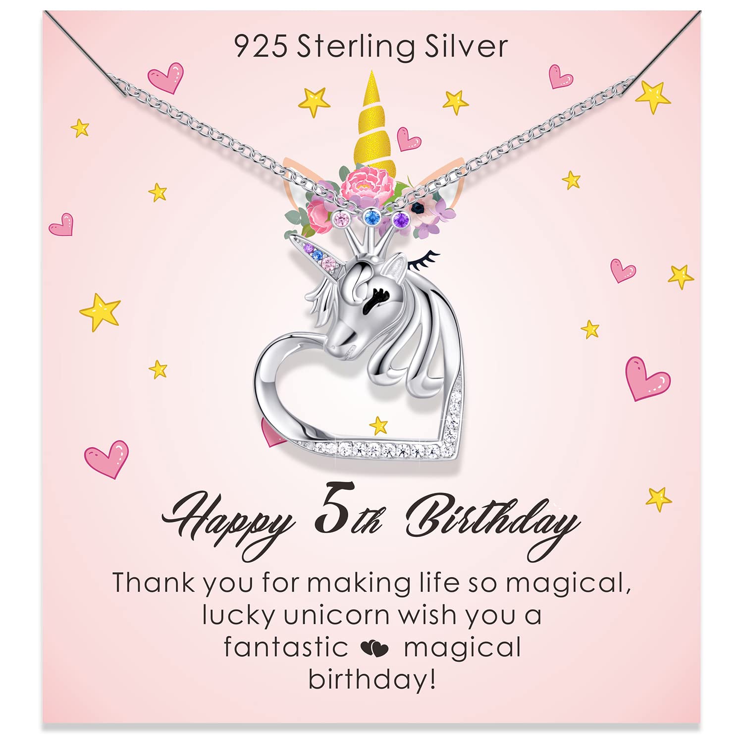 925 Sterling Silver Unicorn Necklace for Girls - 5A Cubic Zirconia Pendant, Birthday & Christmas Gift for Teens, Perfect for Parties & Special Occasions | Elegant Jewelry for Everyday Wear & Gift Giving