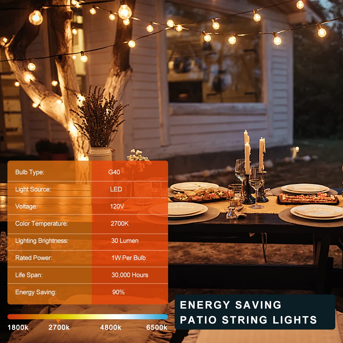 Kawaya 25 FT Outdoor LED String Lights with 12+1 Shatterproof Edison Bulbs - IP65 Waterproof Dimmable Hanging Lights - 2700K Warm White for Patio, Yard, Porch, Deck, Bistro | Perfect for Backyard Parties, Wedding Decor & Outdoor Dining