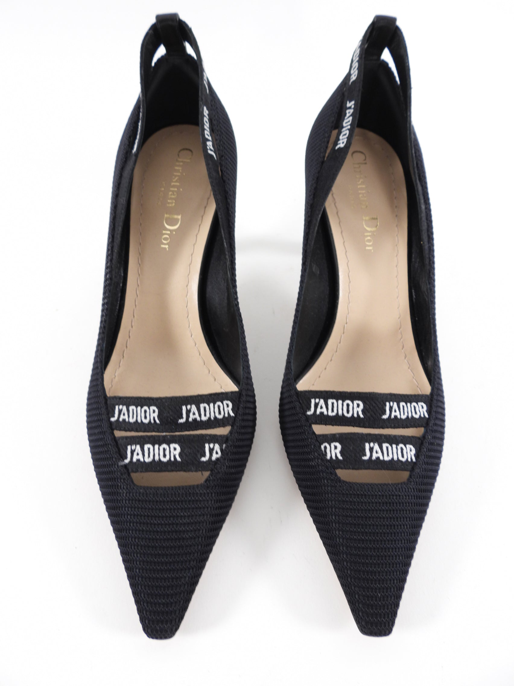 Dior J'Adior Black Logo Pumps Women's Heels Size 37 - Elegant Pointed Toe Pumps for Office, Party & Special Occasions