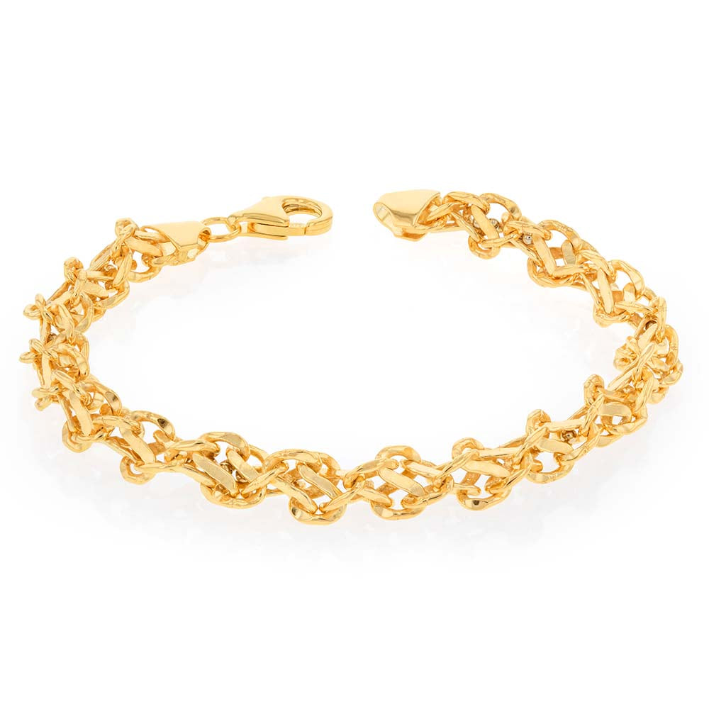 9ct Silver Filled Yellow Gold Bracelet 19cm - Elegant Singapore Style Jewelry for Women, Perfect for Parties, Weddings & Daily Wear